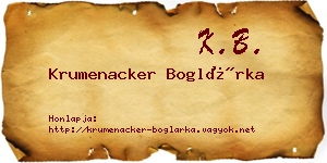 Krumenacker Boglárka névjegykártya